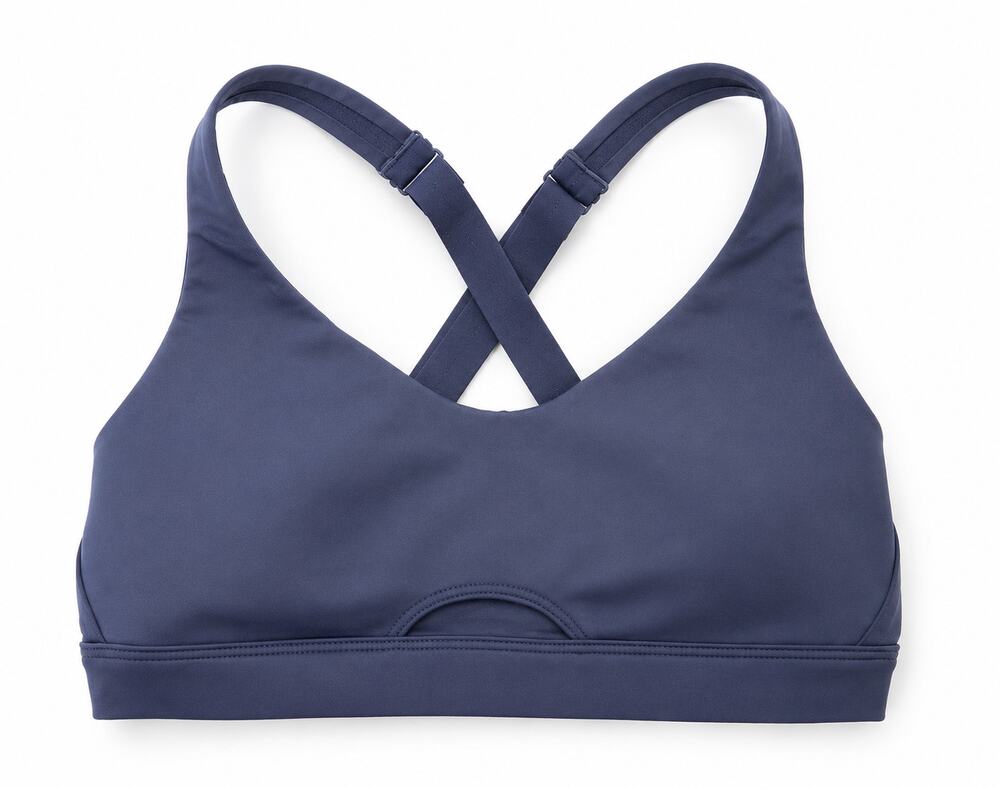 Victoria Sport Wireless Sports Bra Cross Back Mesh Cutout Soft Blue Medium NWT